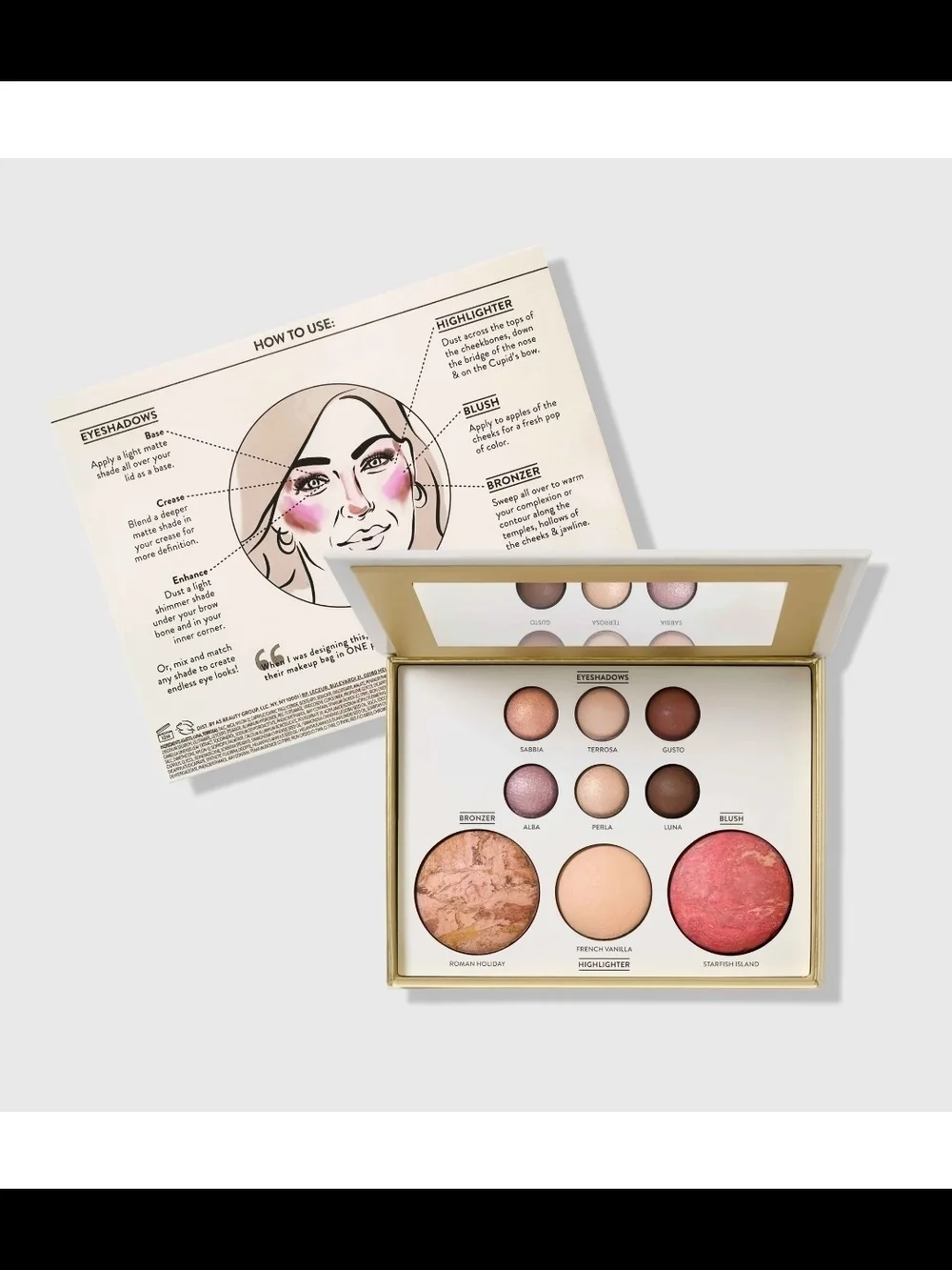 Laura Geller Face & Eyes Palette — Rose, Peach, Bronze, Pink, Shimmer